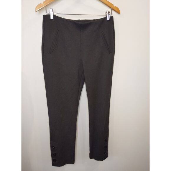Chicos Women Sz 0 XS Gray Black Button Detail Ankle Pull On Pants Elastic waist - Picture 1 of 8